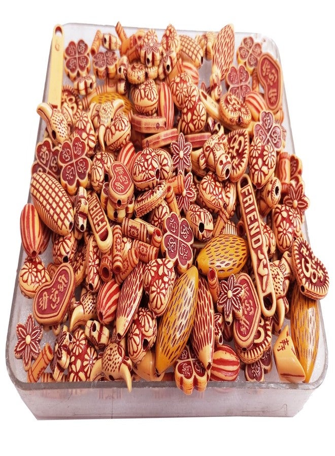 eshoppee 200gm Brown Colormix Wooden Beads for Jewellery Art and Craft Making DIY kit (12) - Image 1